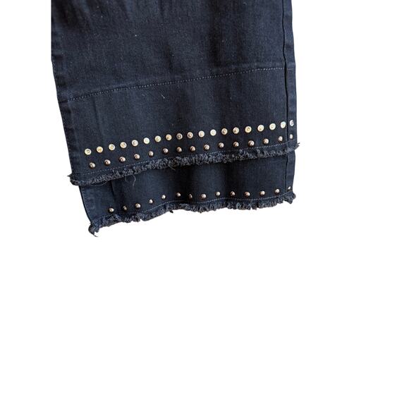 Style & Co. Cropped Flare Jeans Studded Layered Black BOHO festival womens 12 EC - Picture 11 of 11